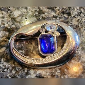 Park Lane Blue & White Rhinestone Statement Brooch A 11, vintage